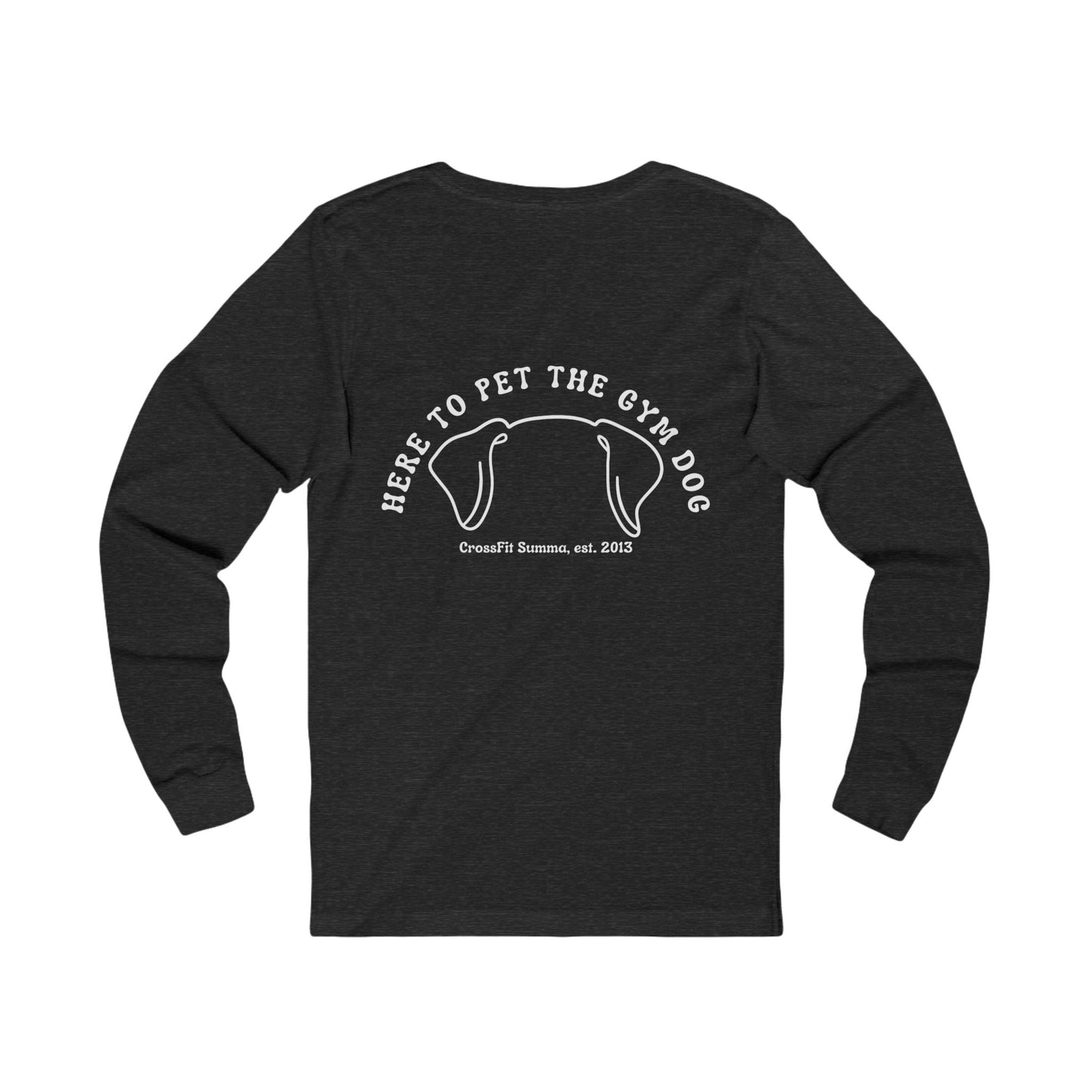 Unisex Long Sleeve Tee: Gym Dog Edition, white logo