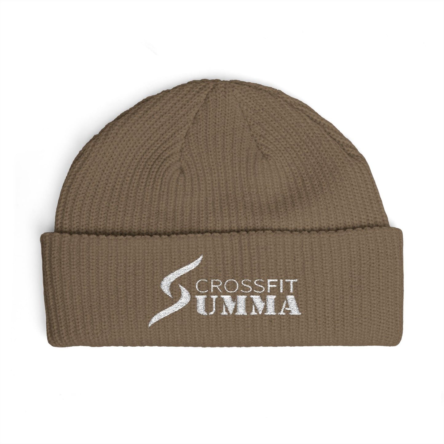 Embroidered Cuff Beanie - White CrossFit Summa logo