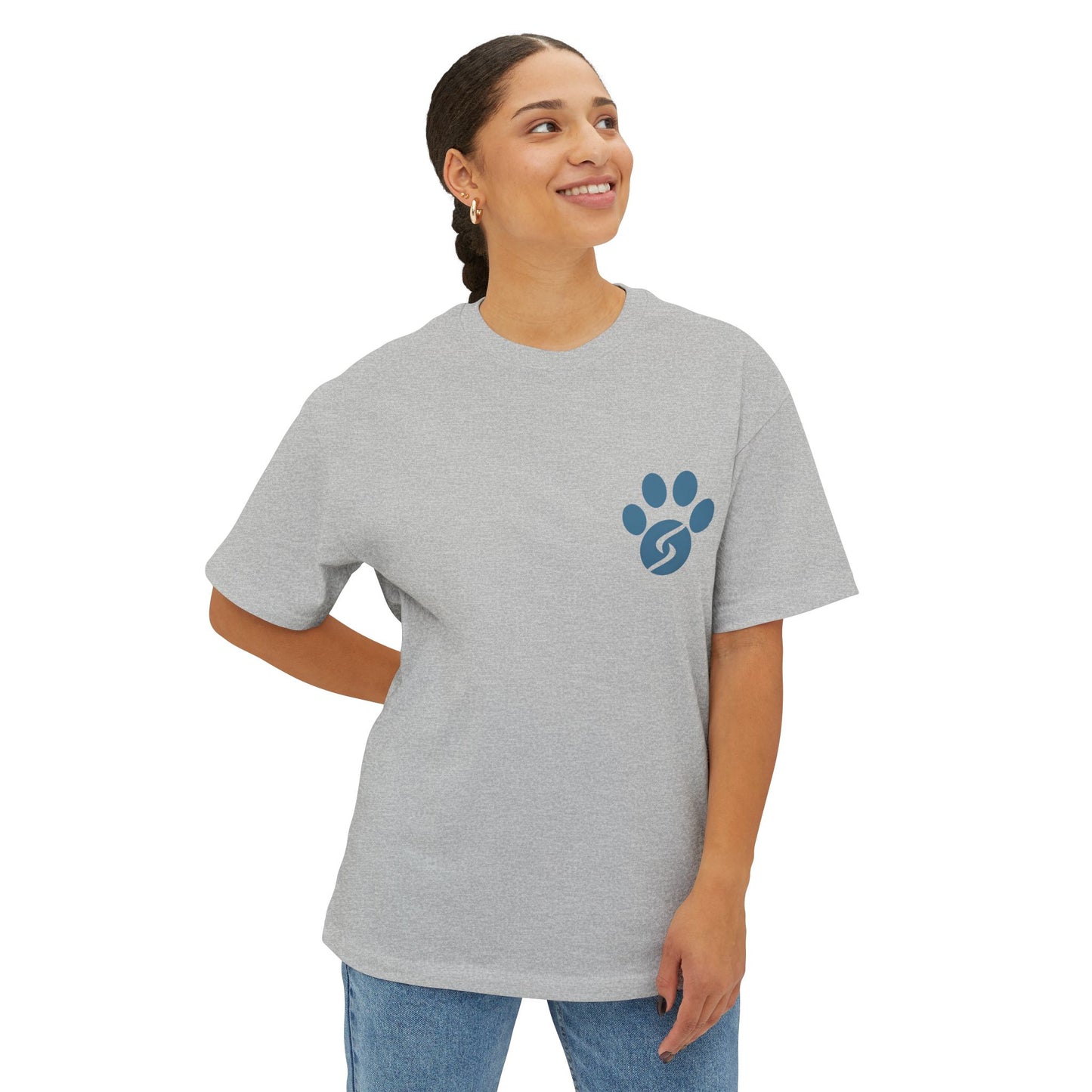 Unisex Oversized Boxy Tee, Gym Dog Edition (dark logo)