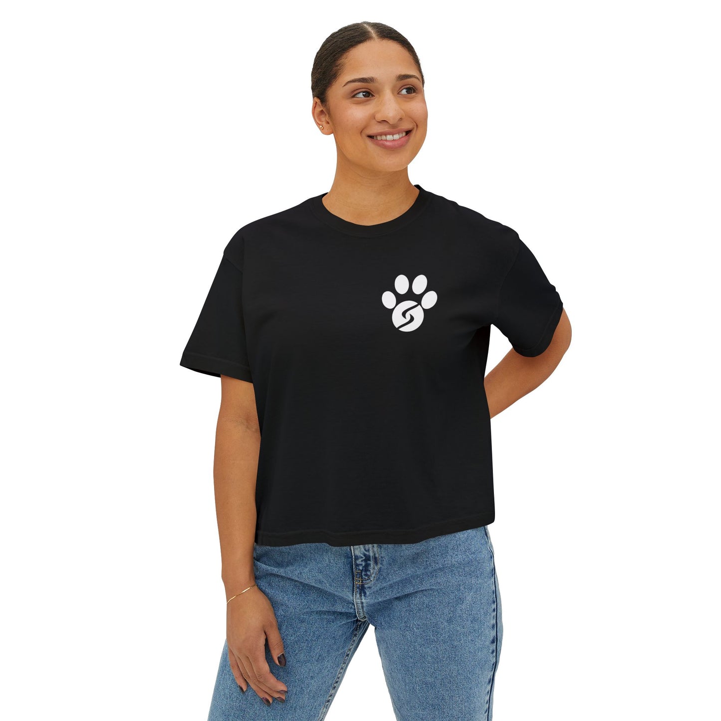 Women's Boxy Tee, Gym Dog Edition (light logo)