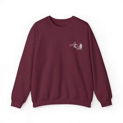 Gildan Crewneck Sweatshirt — Embroidery, White DB Chest Logo