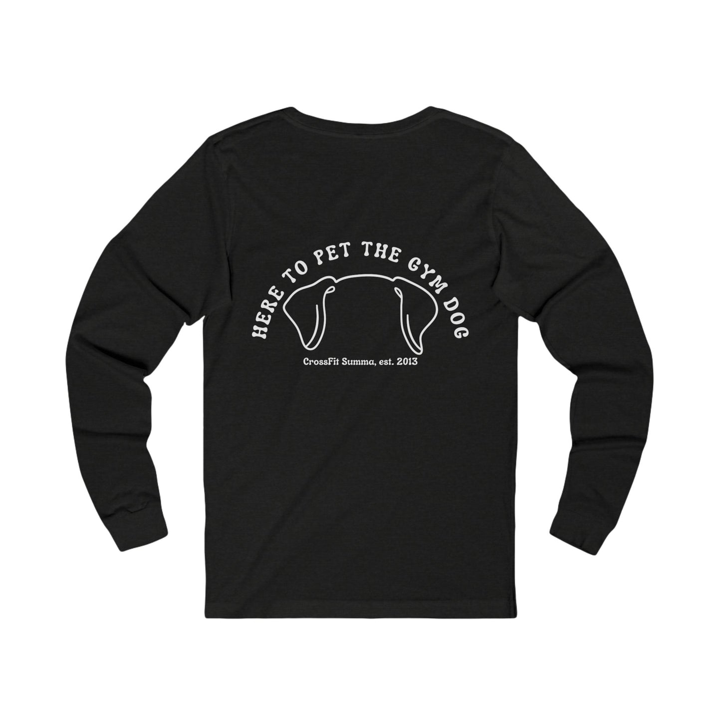 Unisex Long Sleeve Tee: Gym Dog Edition, white logo