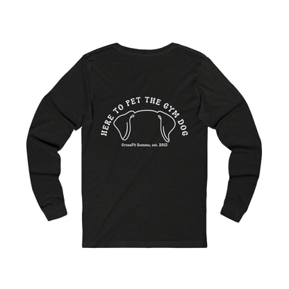 Unisex Long Sleeve Tee: Gym Dog Edition, white logo