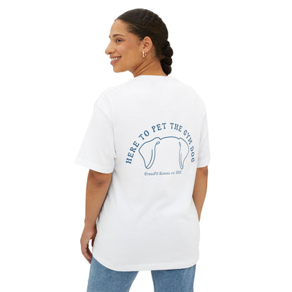 Unisex Oversized Boxy Tee, Gym Dog Edition (dark logo)