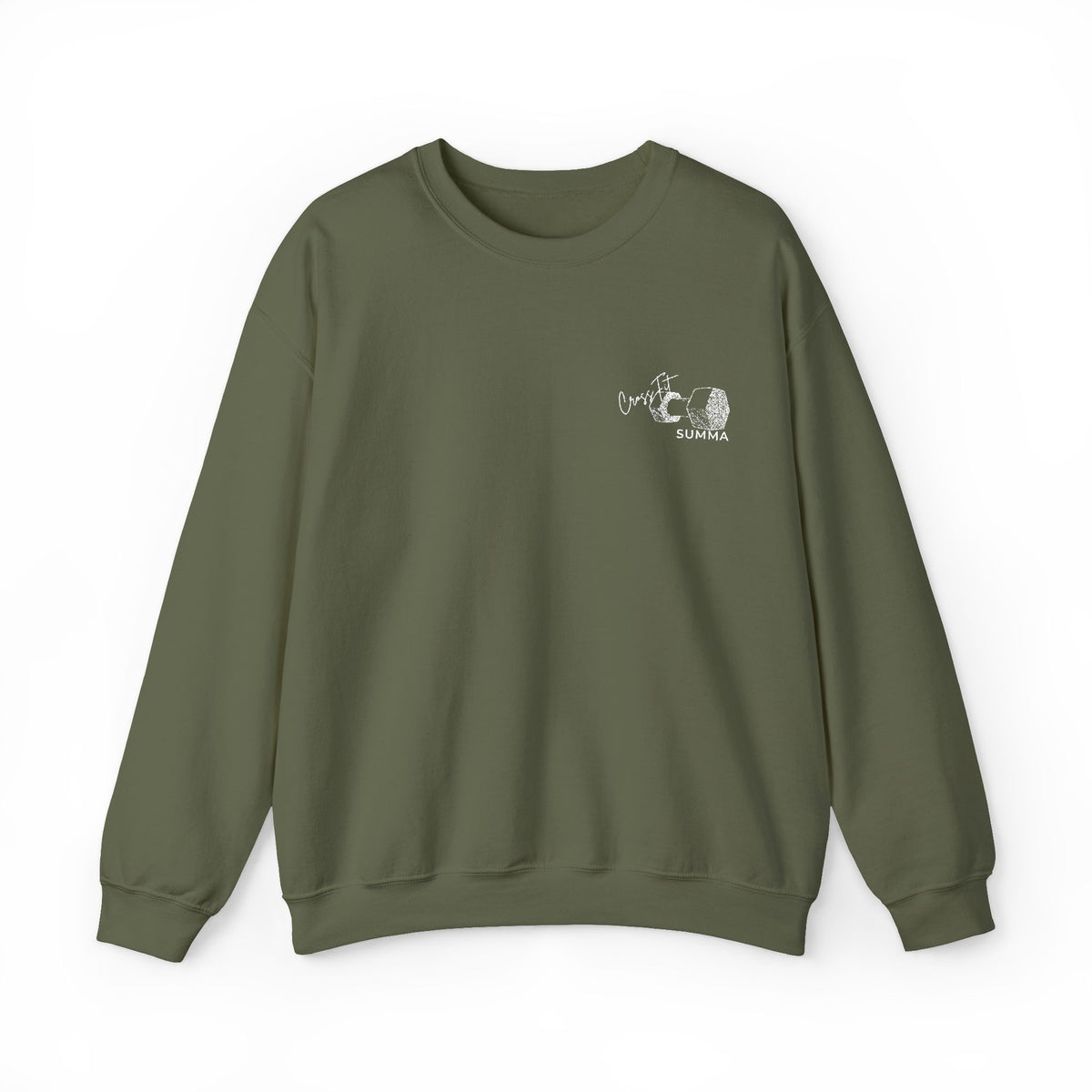 Gildan Crewneck Sweatshirt — Embroidery, White DB Chest Logo