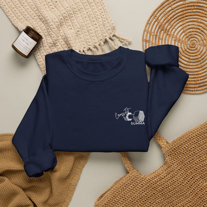 Gildan Crewneck Sweatshirt — Embroidery, White DB Chest Logo
