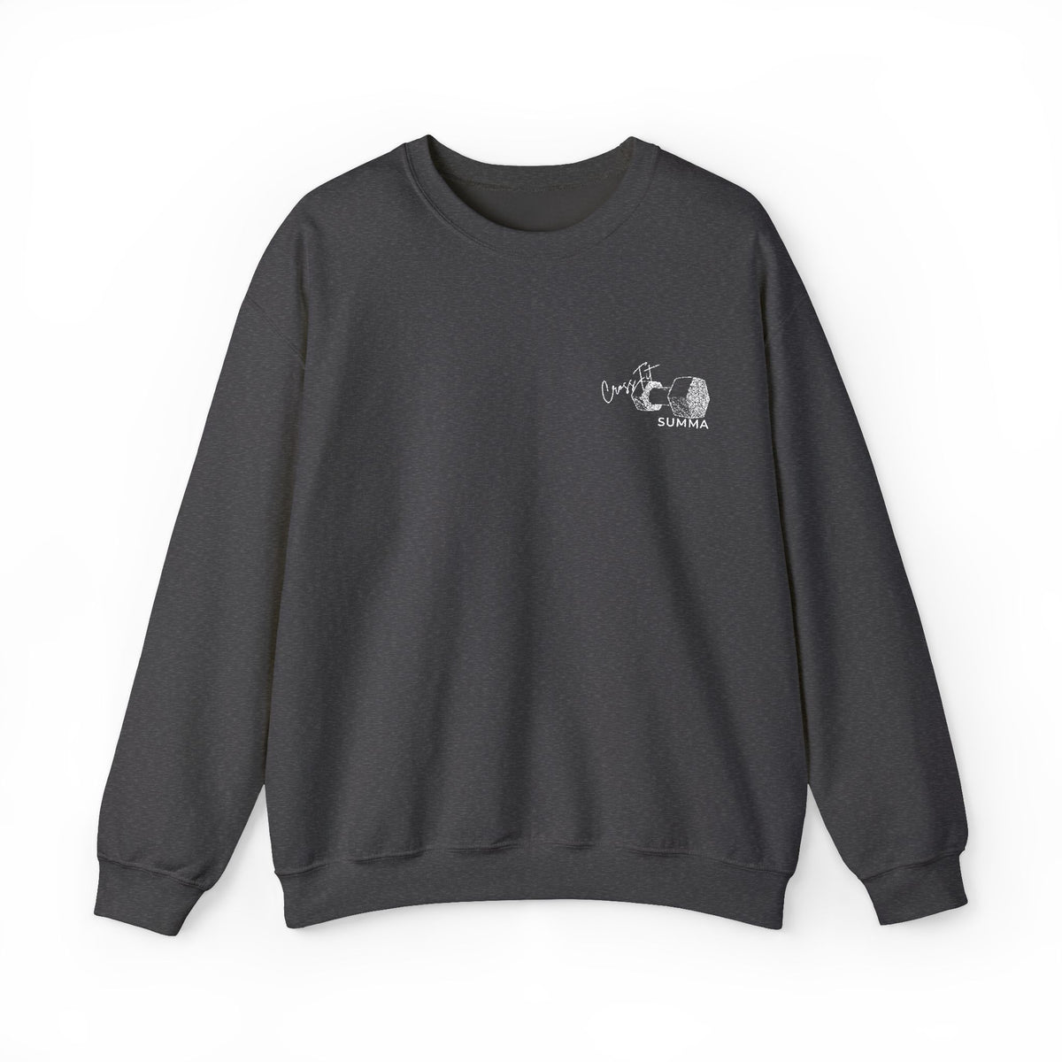 Gildan Crewneck Sweatshirt — Embroidery, White DB Chest Logo
