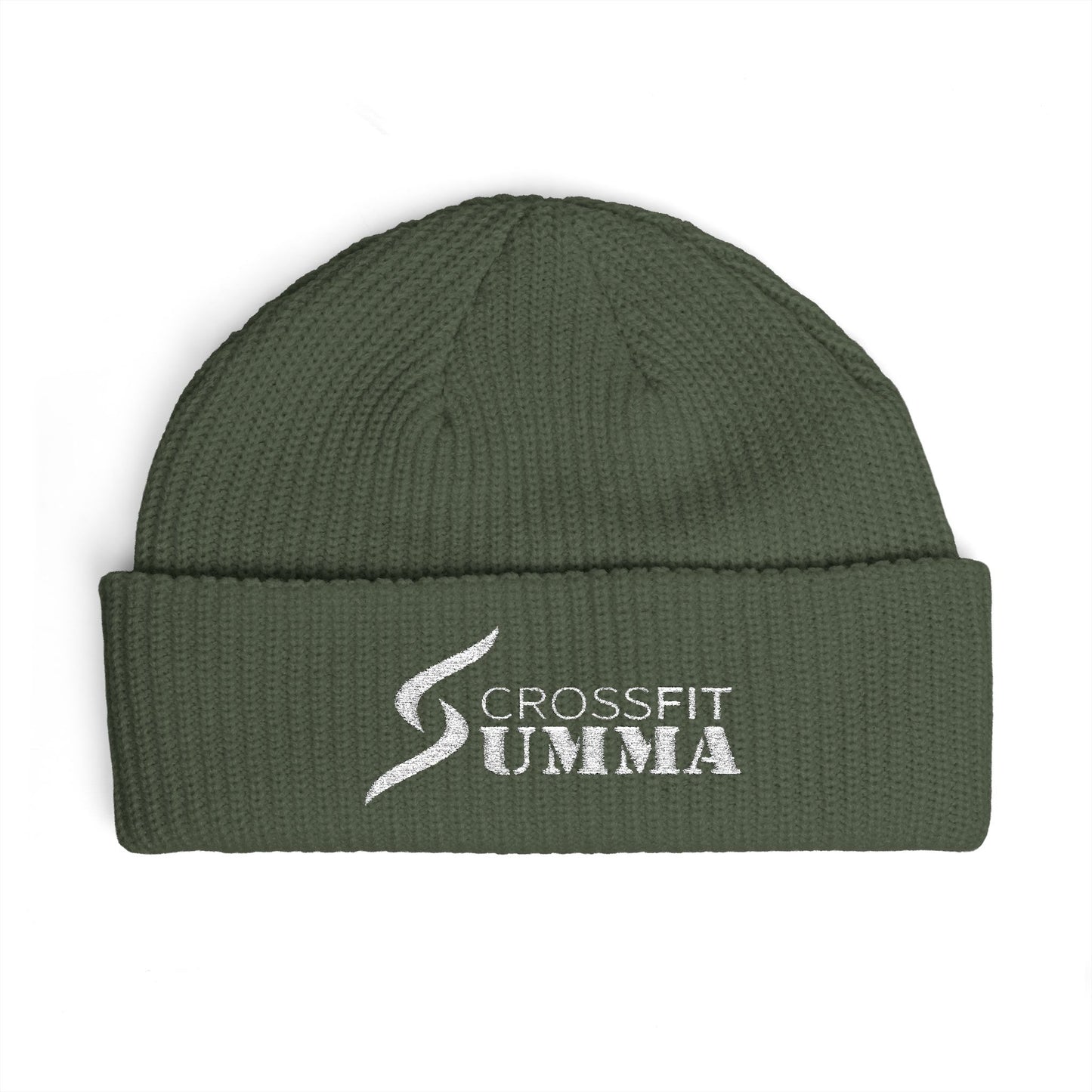 Embroidered Cuff Beanie - White CrossFit Summa logo