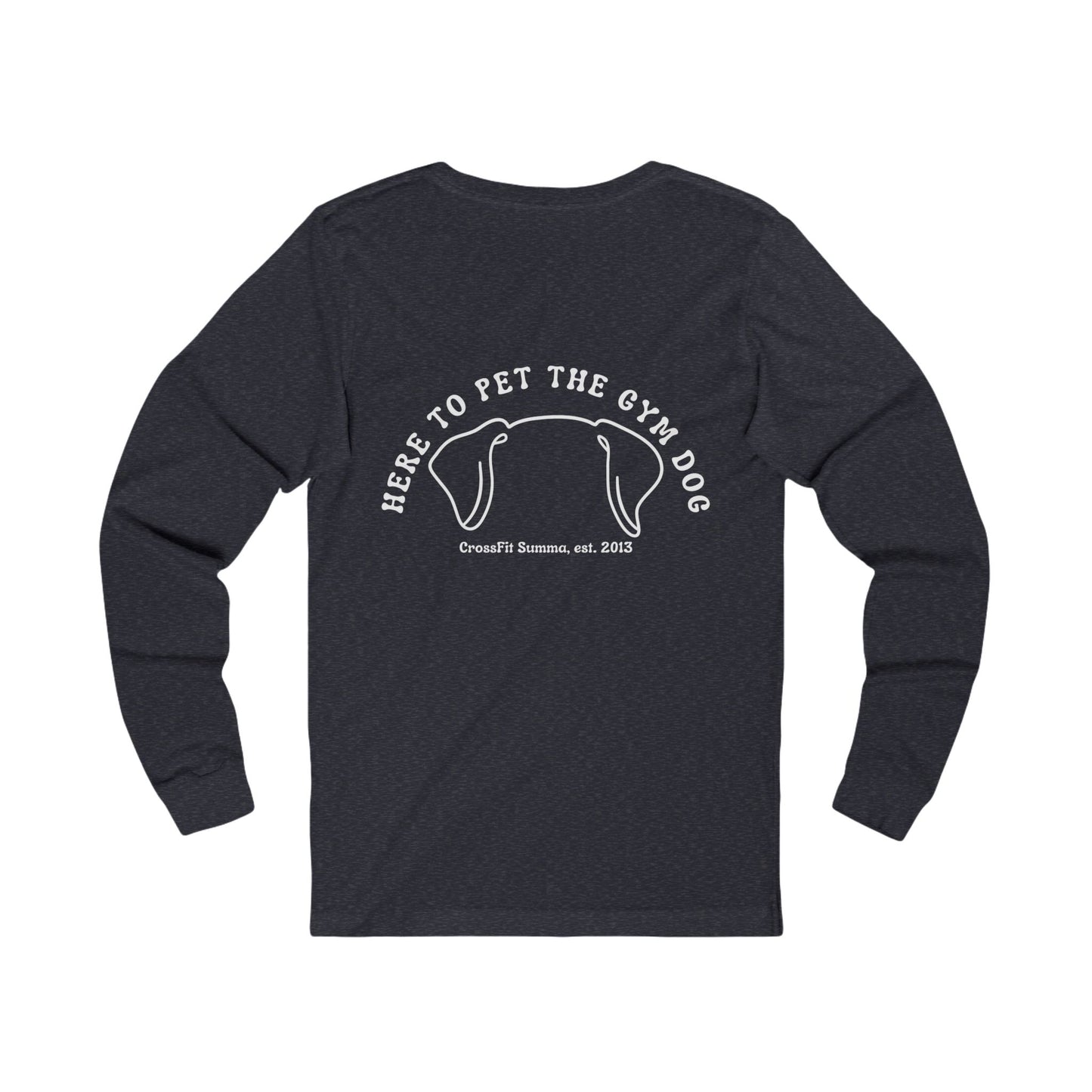Unisex Long Sleeve Tee: Gym Dog Edition, white logo