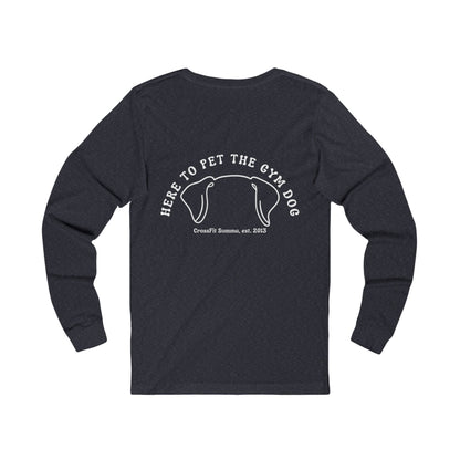 Unisex Long Sleeve Tee: Gym Dog Edition, white logo