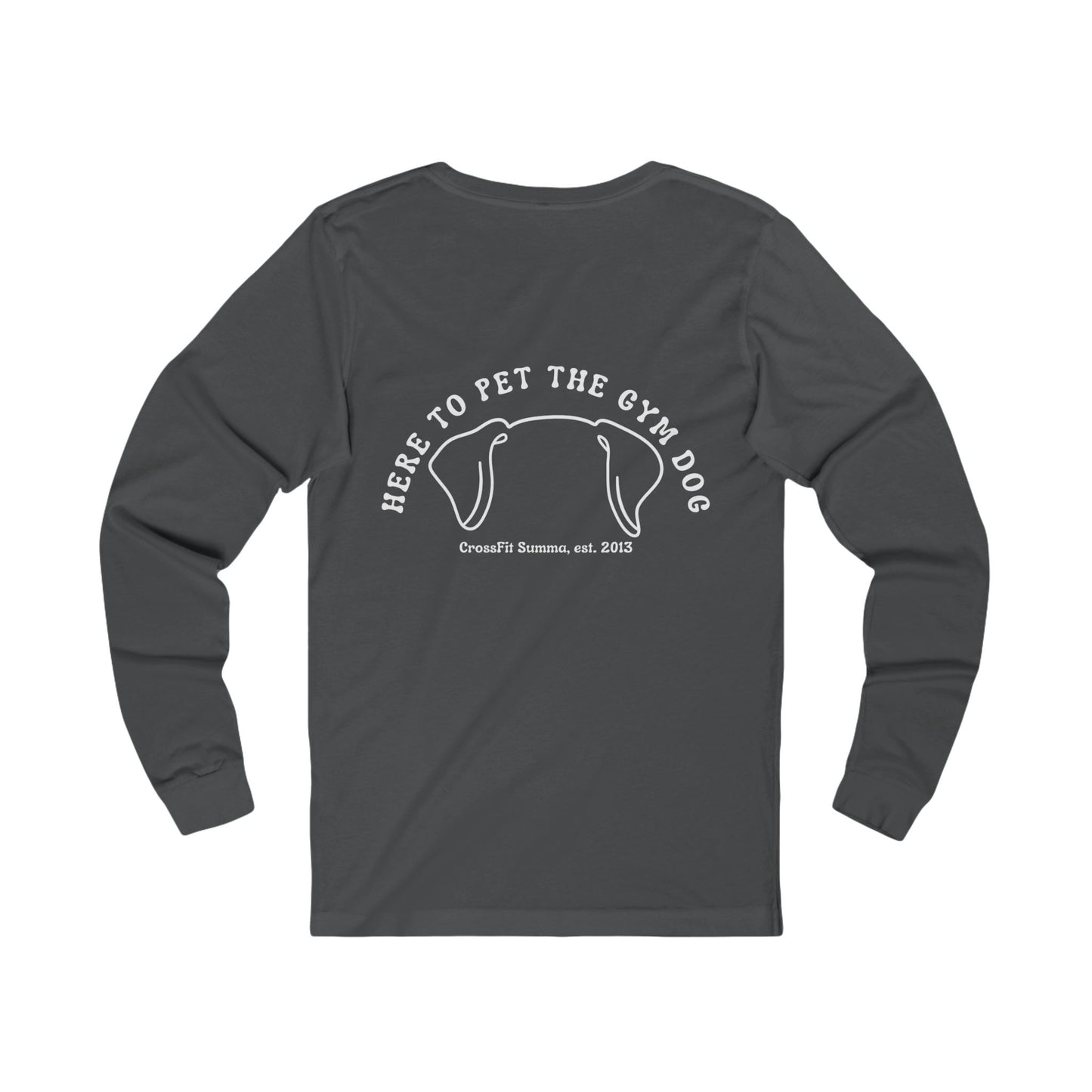 Unisex Long Sleeve Tee: Gym Dog Edition, white logo