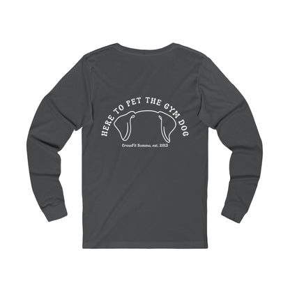 Unisex Long Sleeve Tee: Gym Dog Edition, white logo