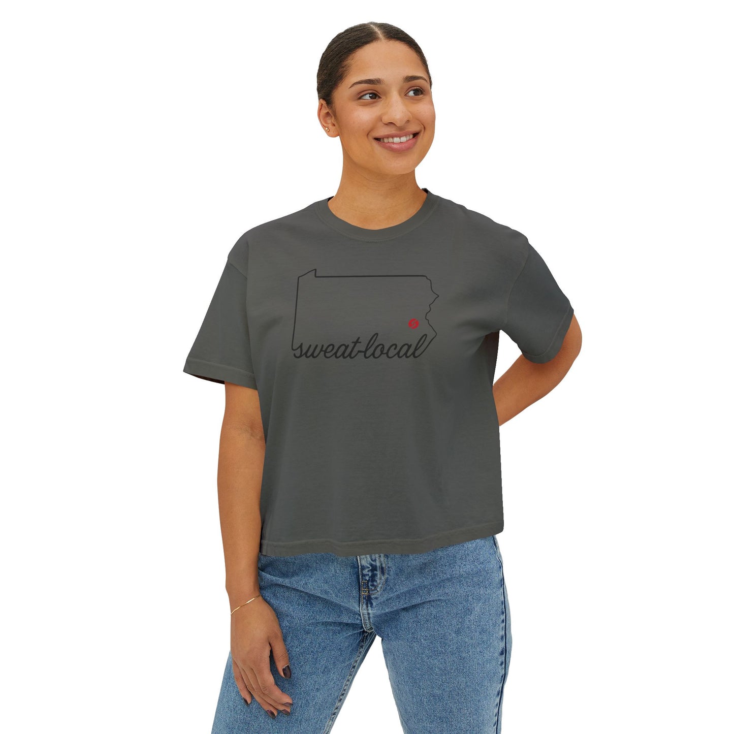 "Sweat Local" Women's Boxy Tee (Comfort Colors)
