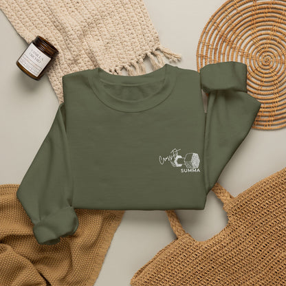 Gildan Crewneck Sweatshirt — Embroidery, White DB Chest Logo