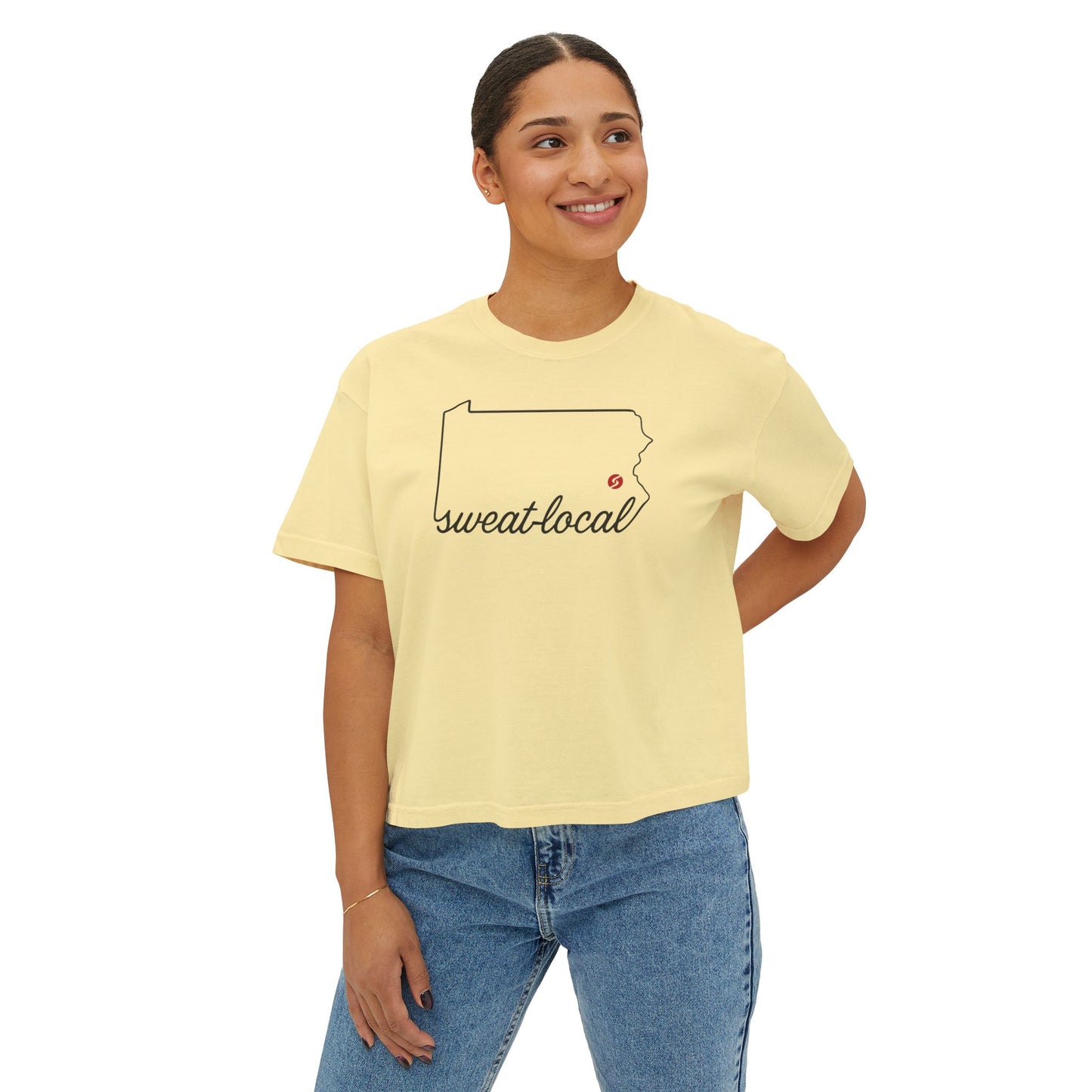 "Sweat Local" Women's Boxy Tee (Comfort Colors)