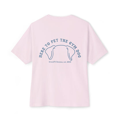 Unisex Oversized Boxy Tee, Gym Dog Edition (dark logo)