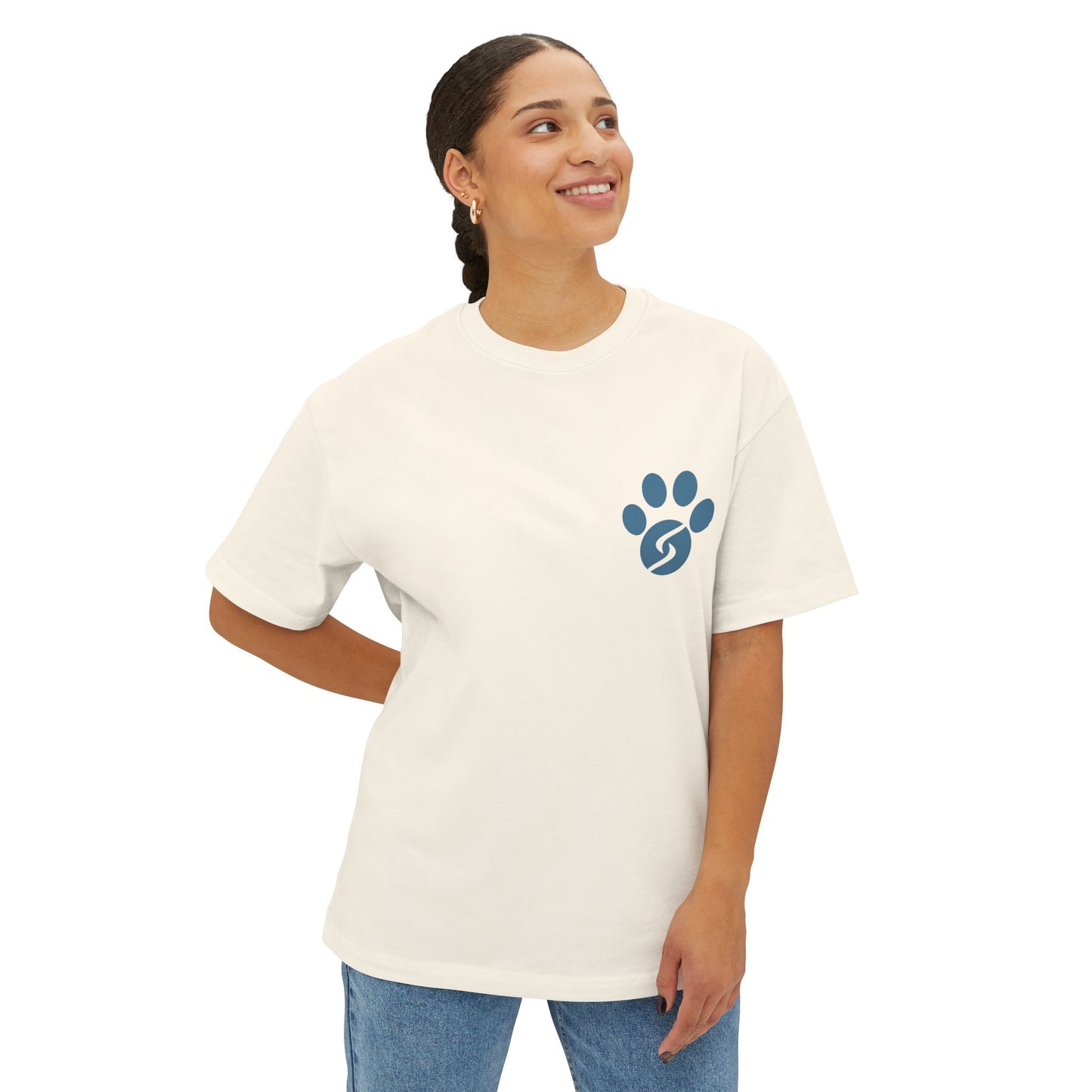 Unisex Oversized Boxy Tee, Gym Dog Edition (dark logo)