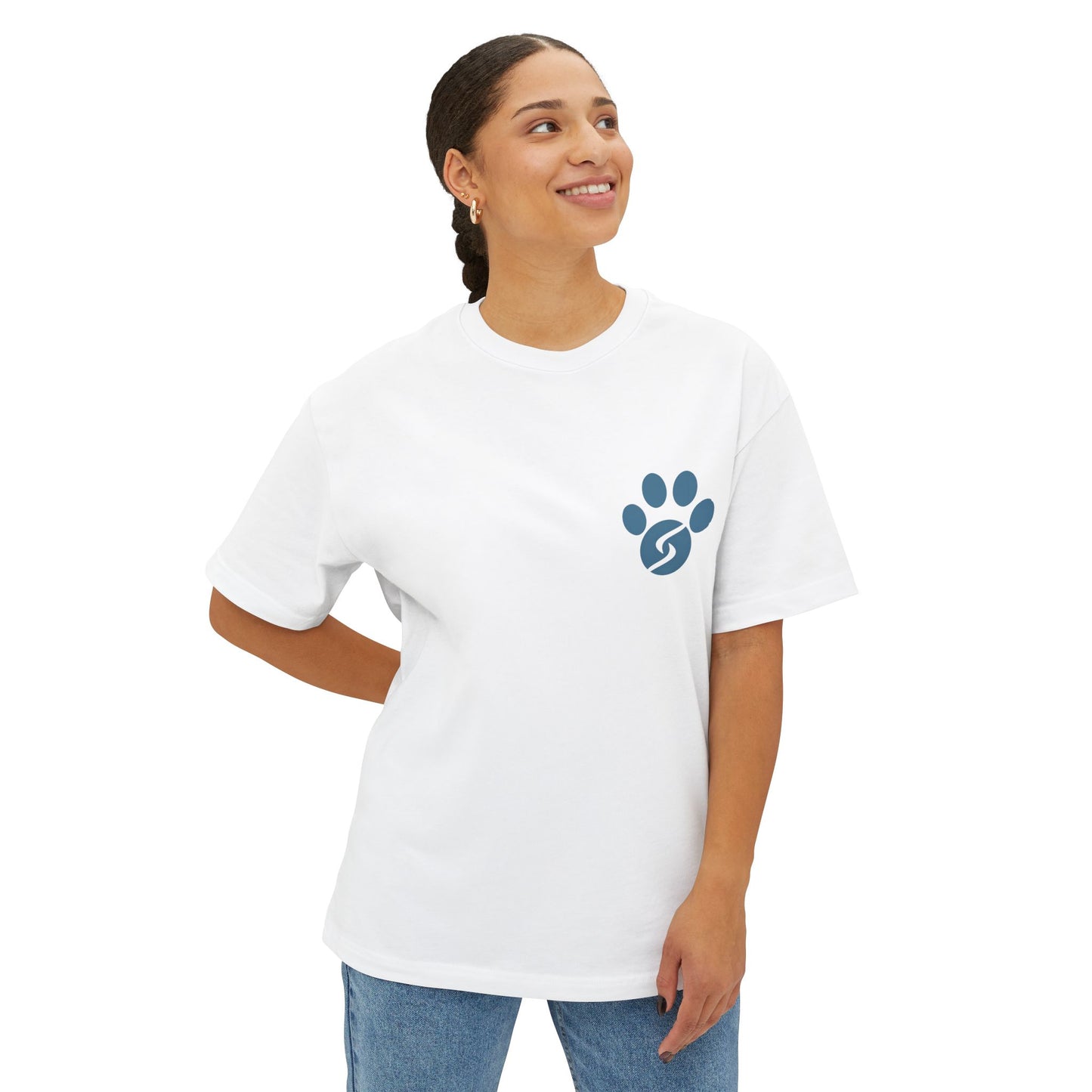 Unisex Oversized Boxy Tee, Gym Dog Edition (dark logo)