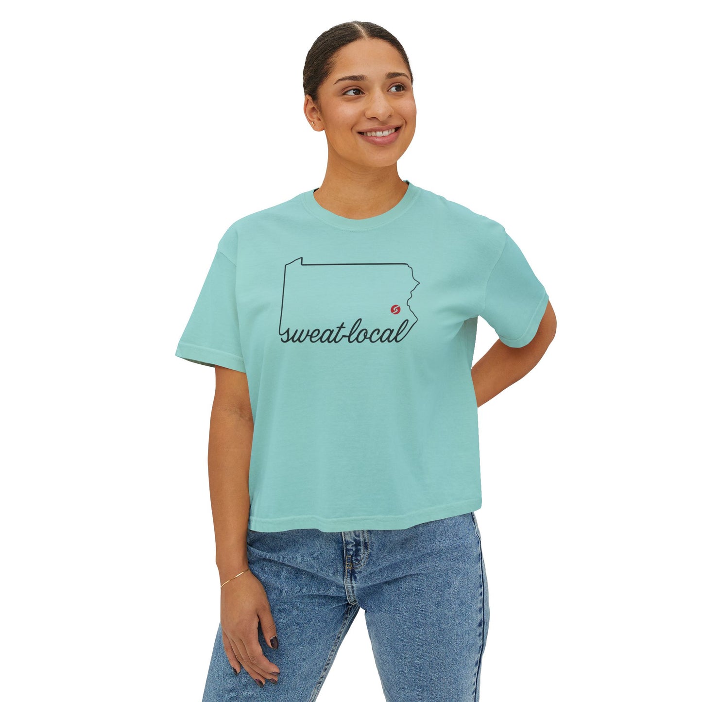 "Sweat Local" Women's Boxy Tee (Comfort Colors)