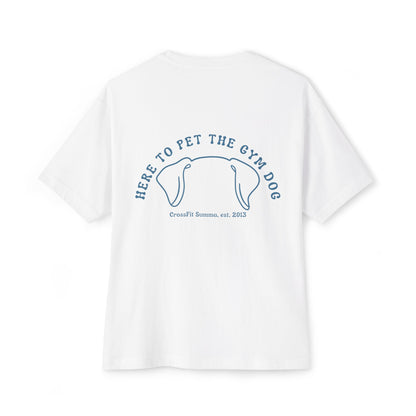 Unisex Oversized Boxy Tee, Gym Dog Edition (dark logo)