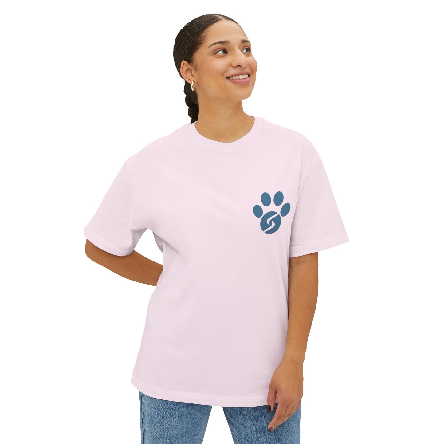 Unisex Oversized Boxy Tee, Gym Dog Edition (dark logo)