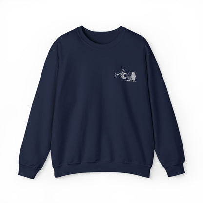 Gildan Crewneck Sweatshirt — Embroidery, White DB Chest Logo