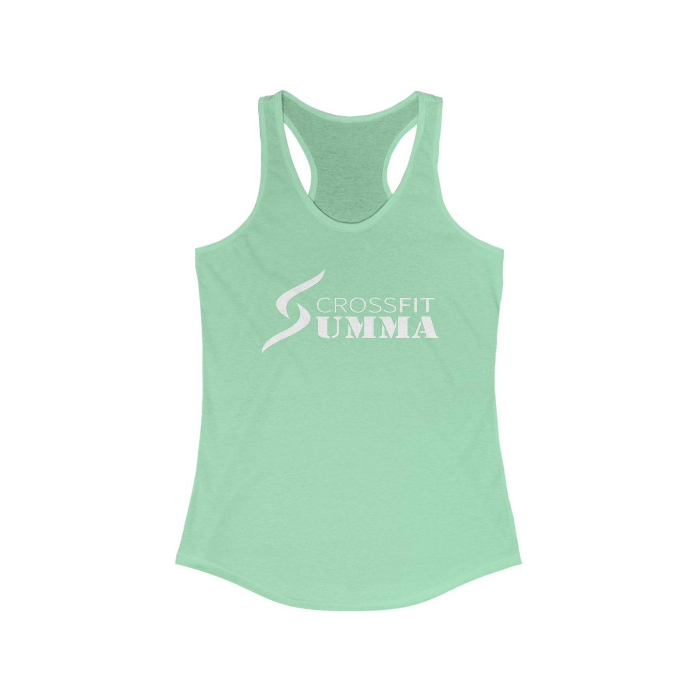 Women's Ideal Racerback Tank, White Classic Logo