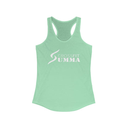 Women's Ideal Racerback Tank, White Classic Logo