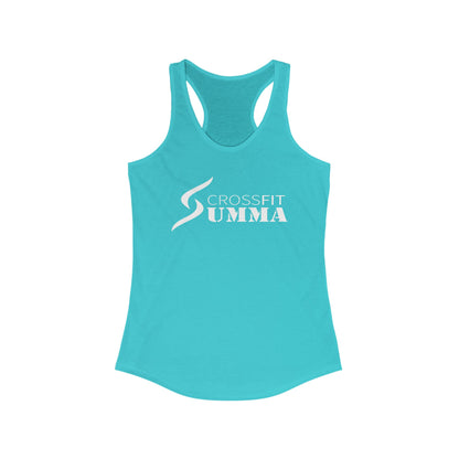 Women's Ideal Racerback Tank, White Classic Logo