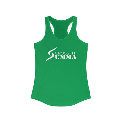 Women's Ideal Racerback Tank, White Classic Logo