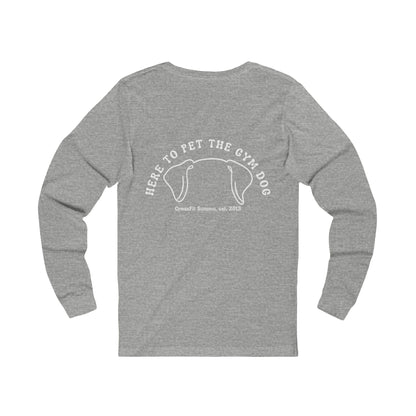Unisex Long Sleeve Tee: Gym Dog Edition, white logo