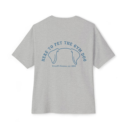 Unisex Oversized Boxy Tee, Gym Dog Edition (dark logo)