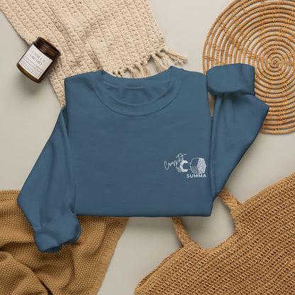 Gildan Crewneck Sweatshirt — Embroidery, White DB Chest Logo