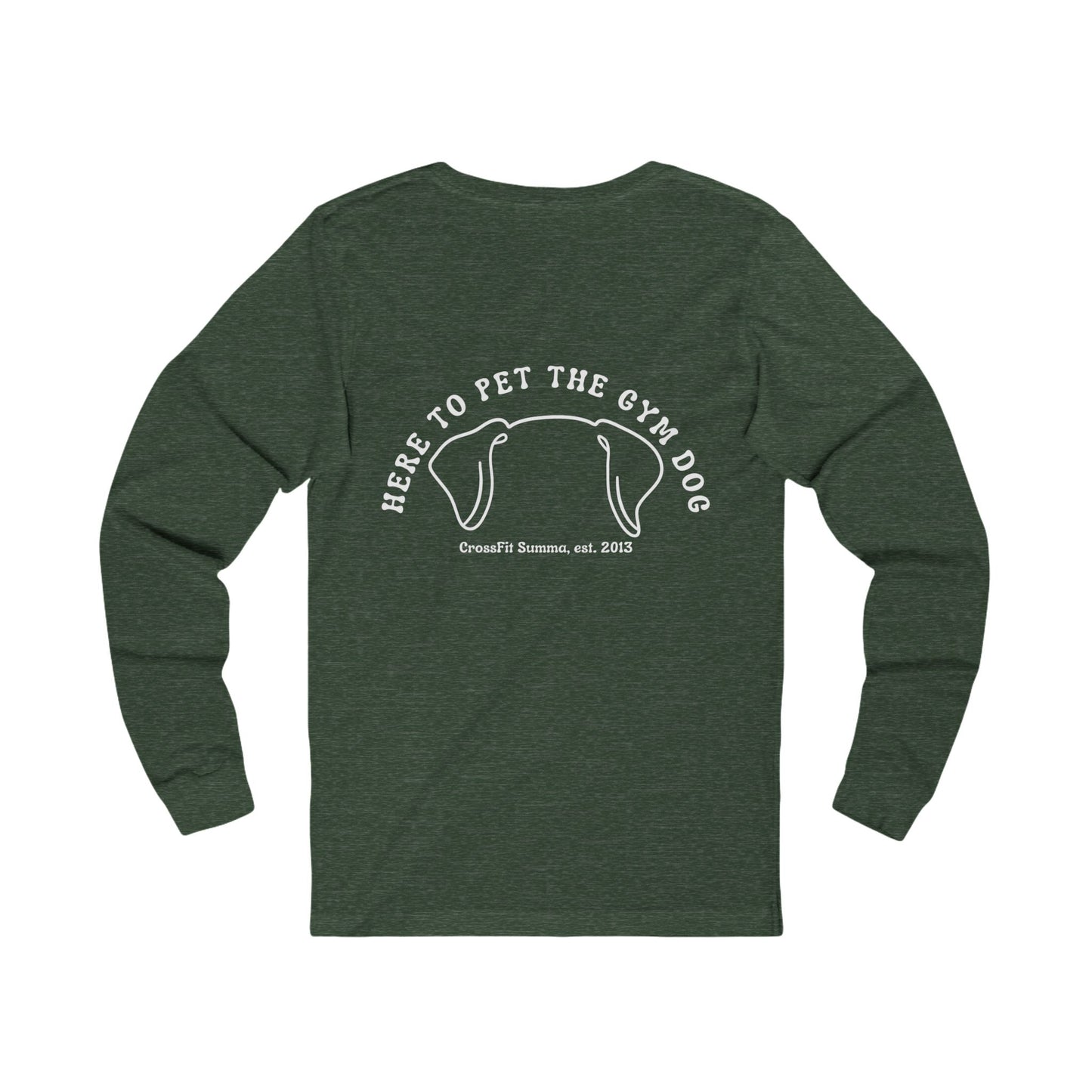 Unisex Long Sleeve Tee: Gym Dog Edition, white logo
