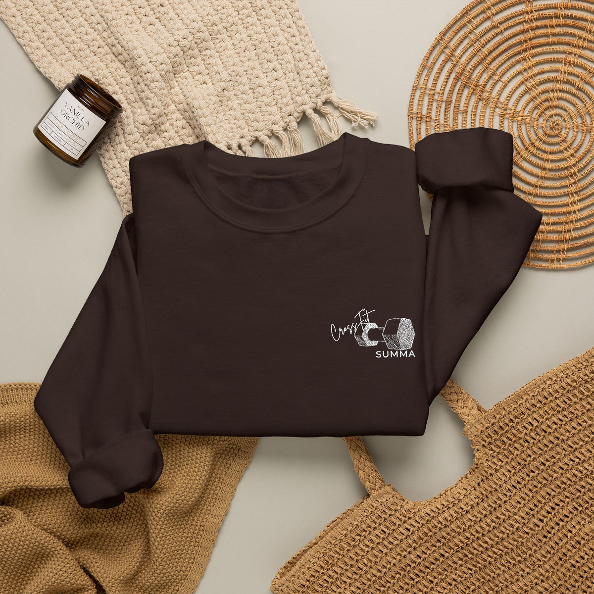 Gildan Crewneck Sweatshirt — Embroidery, White DB Chest Logo