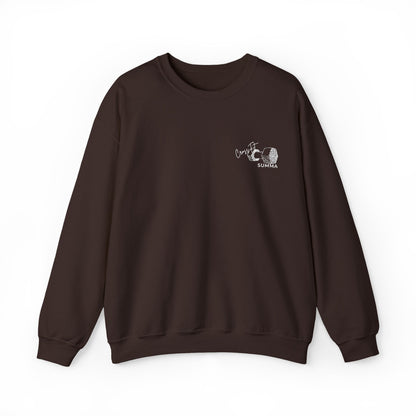 Gildan Crewneck Sweatshirt — Embroidery, White DB Chest Logo