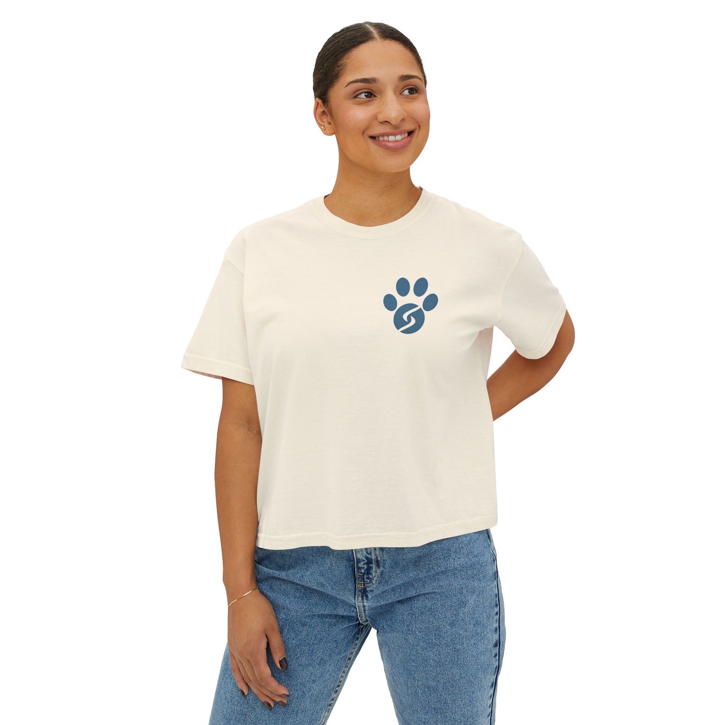Women's Boxy Tee, Gym Dog Edition (dark logo)