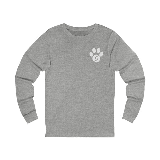 Unisex Long Sleeve Tee: Gym Dog Edition, white logo