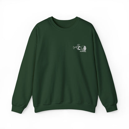 Gildan Crewneck Sweatshirt — Embroidery, White DB Chest Logo